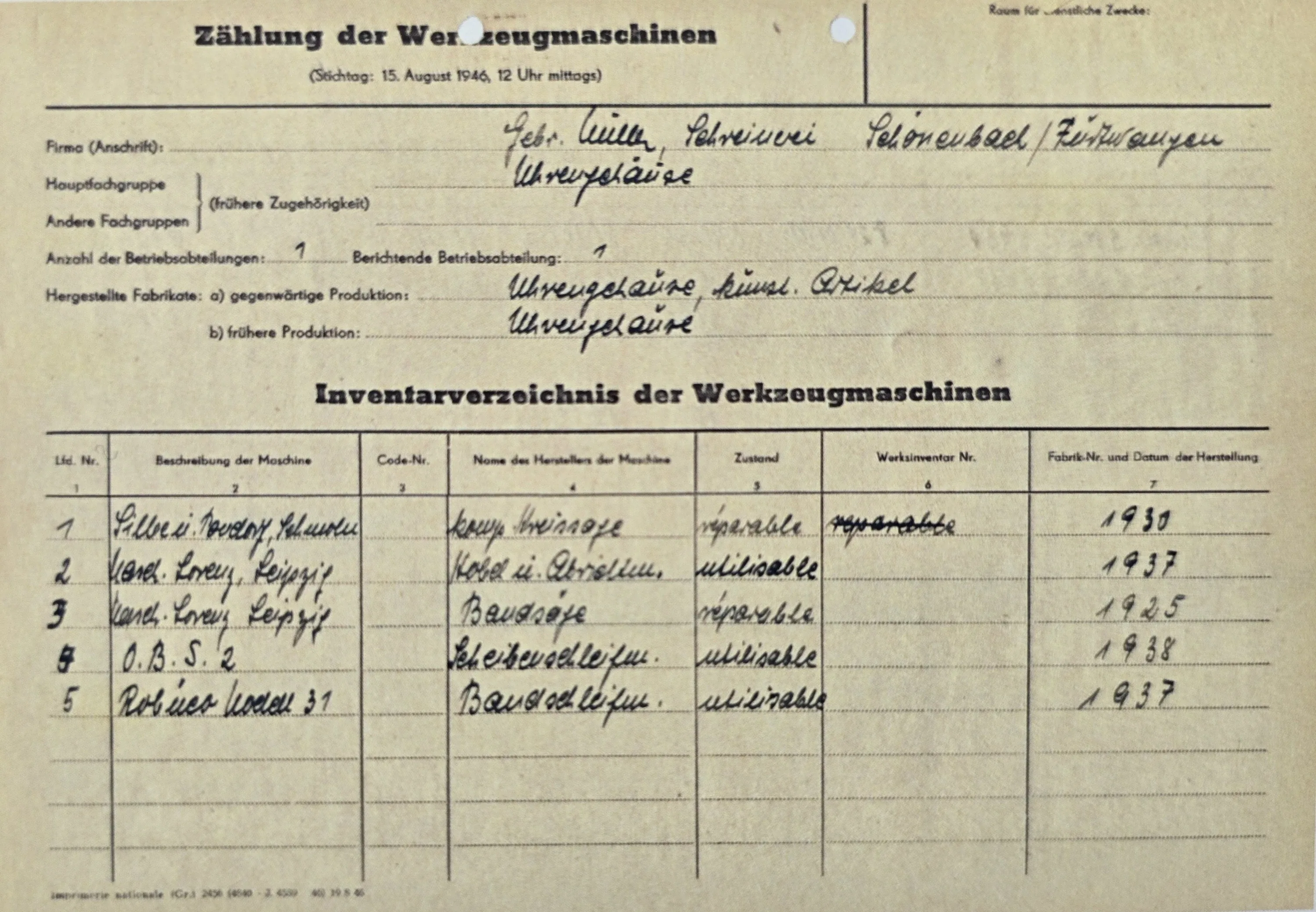 Dokumente und Eindrücke aus dem Neuanfang der Schreinerei nach dem Zweiten Weltkrieg